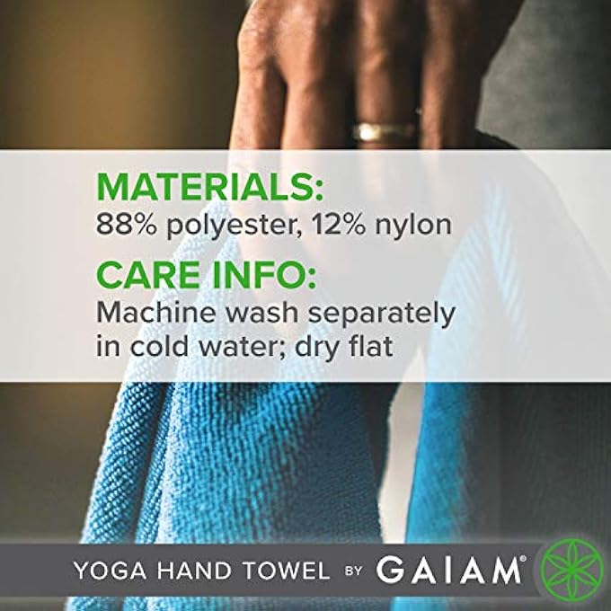 Gaiam منشفة يد لليوغا (30" عرض × 20" طول)، منشفة رياضية سريعة الجفاف وخفيفة الوزن، قماش ميكروفايبر ناعم، مصممة لليوغا الساخنة، البيلاتس، الرياضة، التمرين والمزيد - Image 4