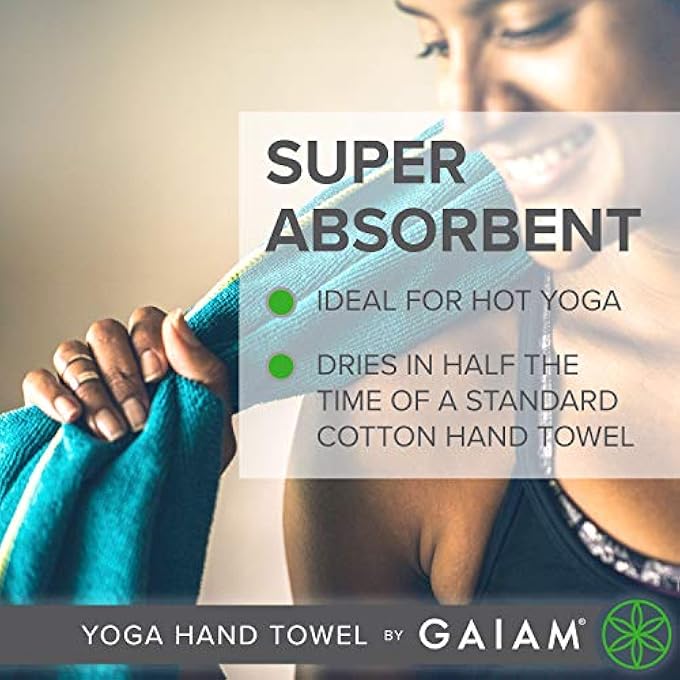 Gaiam منشفة يد لليوغا (30" عرض × 20" طول)، منشفة رياضية سريعة الجفاف وخفيفة الوزن، قماش ميكروفايبر ناعم، مصممة لليوغا الساخنة، البيلاتس، الرياضة، التمرين والمزيد - Image 3
