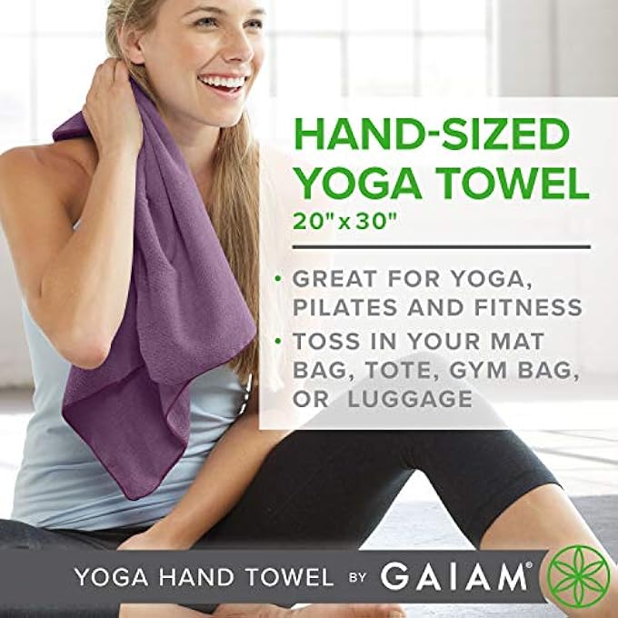 Gaiam منشفة يد لليوغا (30" عرض × 20" طول)، منشفة رياضية سريعة الجفاف وخفيفة الوزن، قماش ميكروفايبر ناعم، مصممة لليوغا الساخنة، البيلاتس، الرياضة، التمرين والمزيد - Image 2