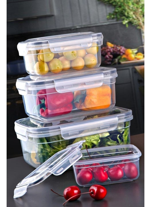 Set of 4 Storage Box Leakproof Rectangular Embox Storage Box Transparent