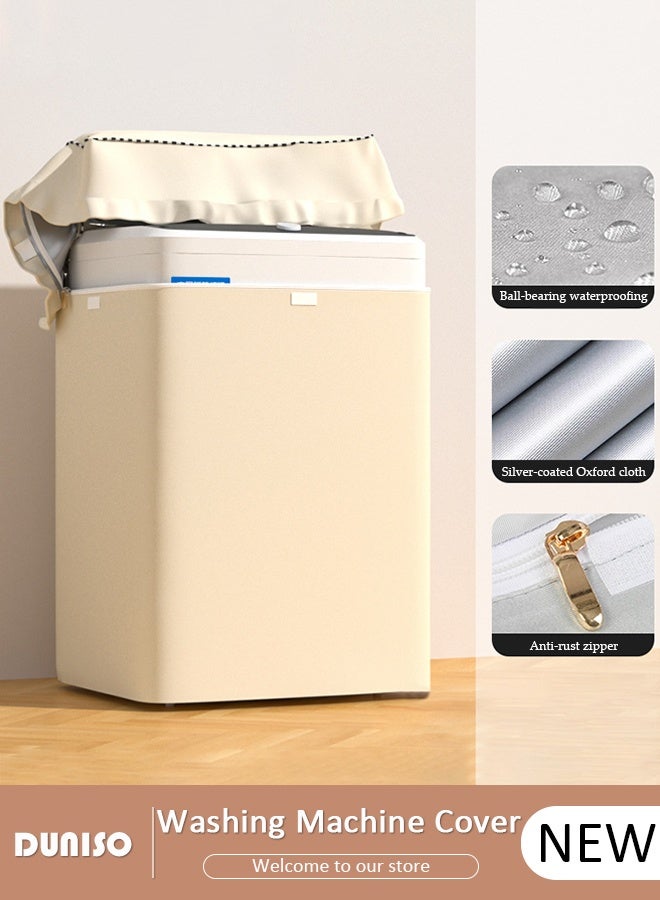 DUNISO Washing Machine Cover Oxford Cloth Full-Automatic Wave Wheel Dustproof Waterproof Sun-Proof Thickening Silver Coated Fabric Washer and Dryer Covers Suitable for 8.5KG to 12KG for Toilet, Kitchen, Bathroom,Balcony  - Image 1