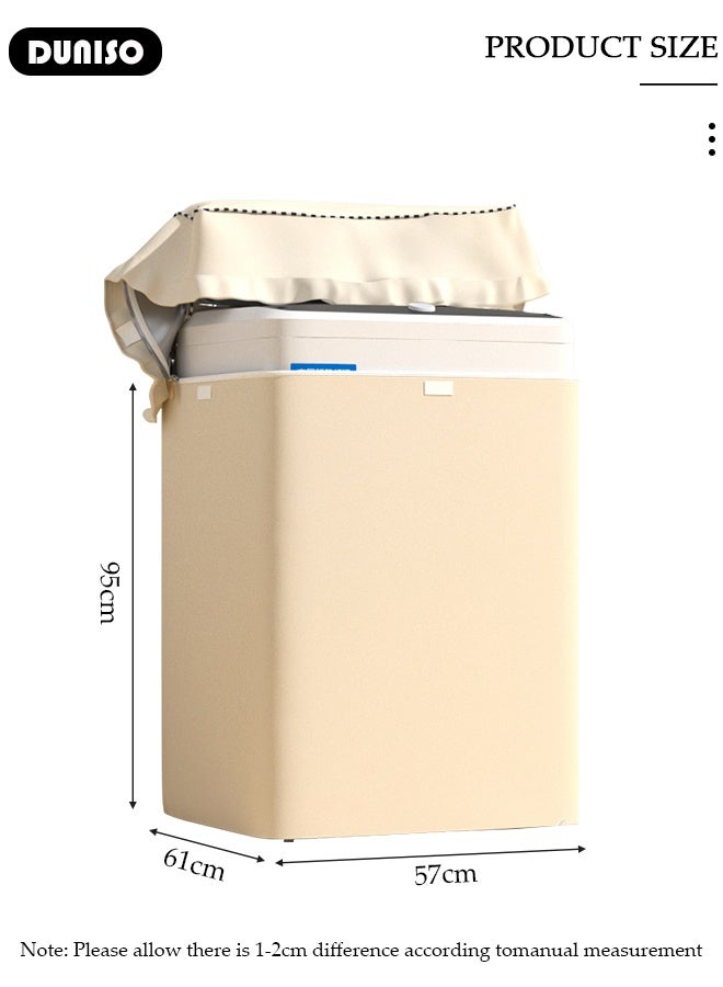 DUNISO Washing Machine Cover Oxford Cloth Full-Automatic Wave Wheel Dustproof Waterproof Sun-Proof Thickening Silver Coated Fabric Washer and Dryer Covers Suitable for 8.5KG to 12KG for Toilet, Kitchen, Bathroom,Balcony  - Image 2