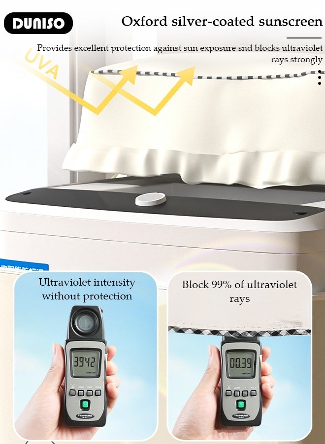 DUNISO Washing Machine Cover Oxford Cloth Full-Automatic Wave Wheel Dustproof Waterproof Sun-Proof Thickening Silver Coated Fabric Washer and Dryer Covers Suitable for 8.5KG to 12KG for Toilet, Kitchen, Bathroom,Balcony  - Image 4