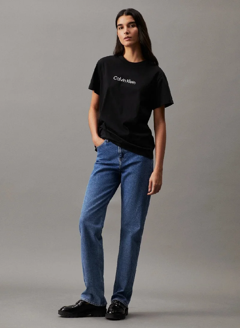 CALVIN KLEIN Ck Black Cotton Logo T-shirt for Women | Best Price UAE