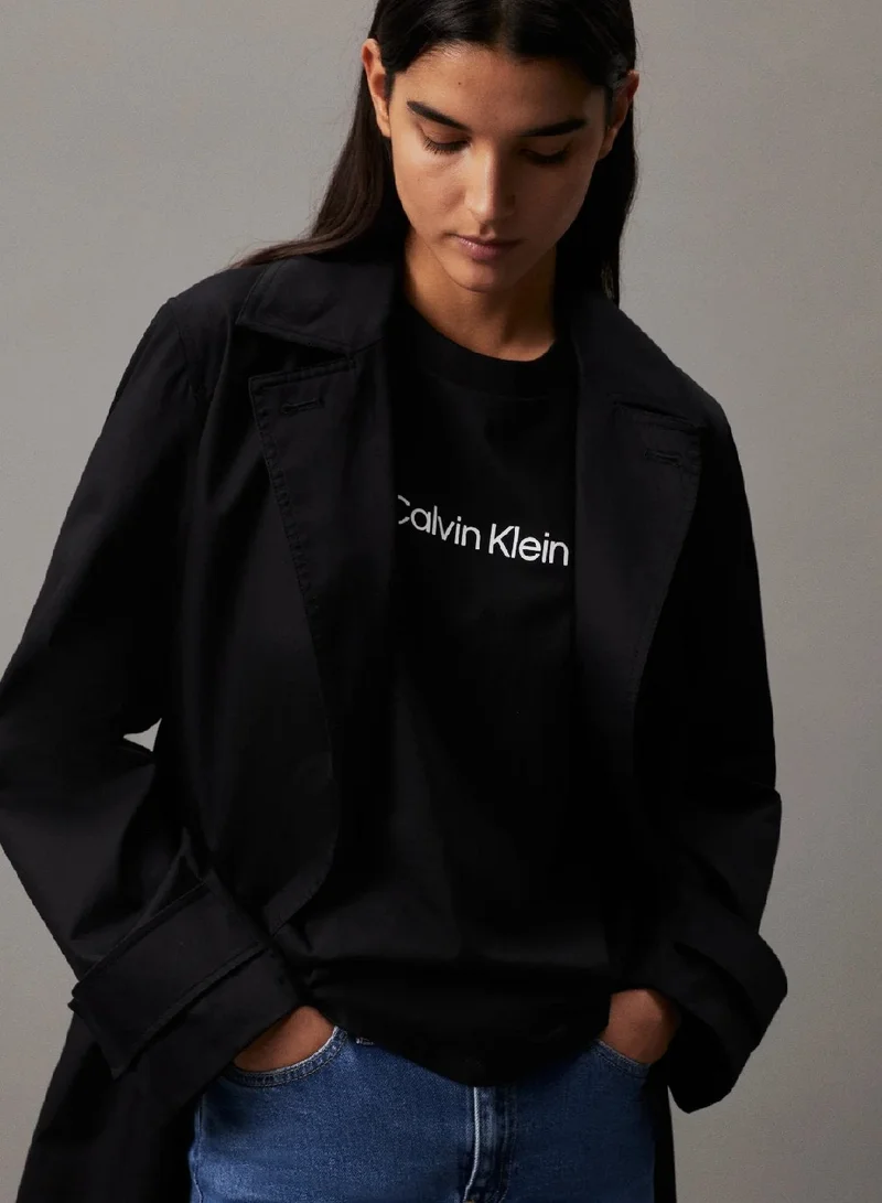 CALVIN KLEIN Ck Black Cotton Logo T-shirt for Women | Best Price UAE