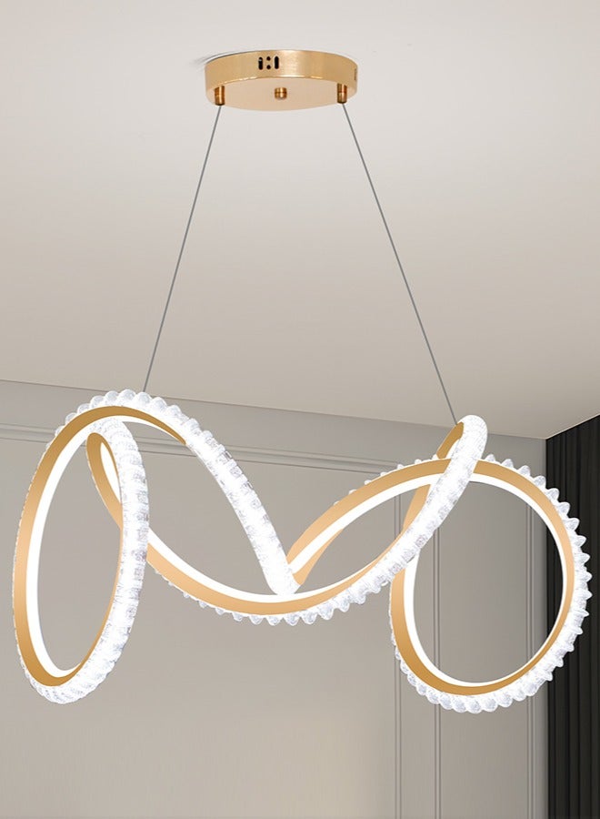 YATAI LIGHTING Modern LED Chandelier,3-Color Dimmable Chandelier; Adjustable Height Light Fixture, Golden LED Pendant Light with Irregular Rings Light Fixture Suitable for Dining Table Island, Restaurant  - Image 1