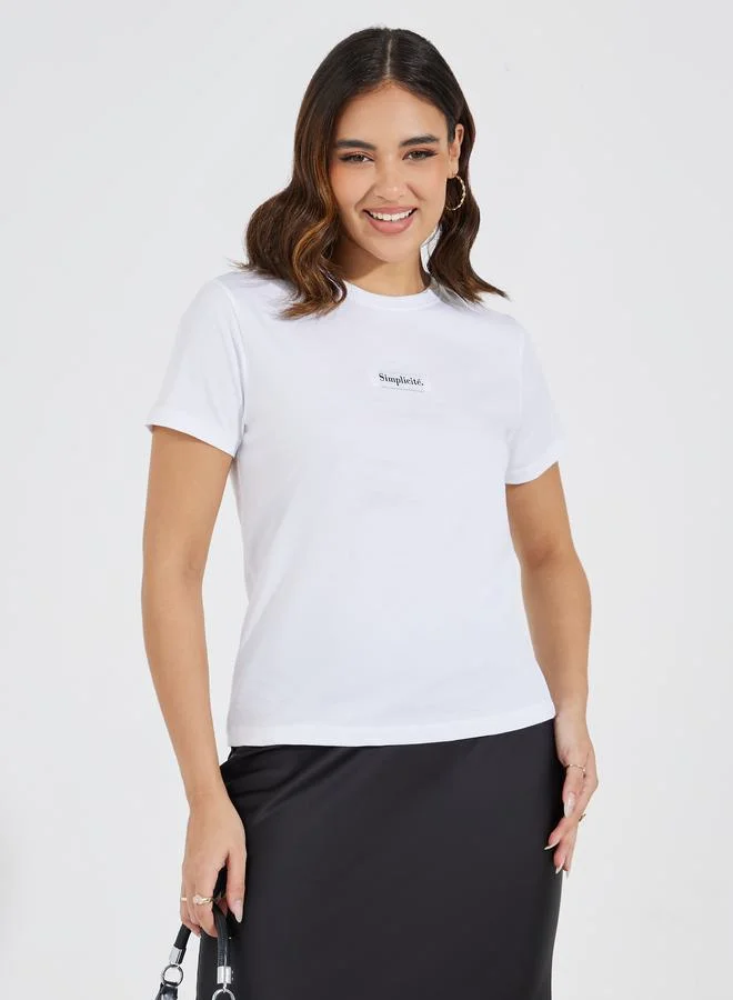 Styli Regular Fit Slogan Print T-Shirt