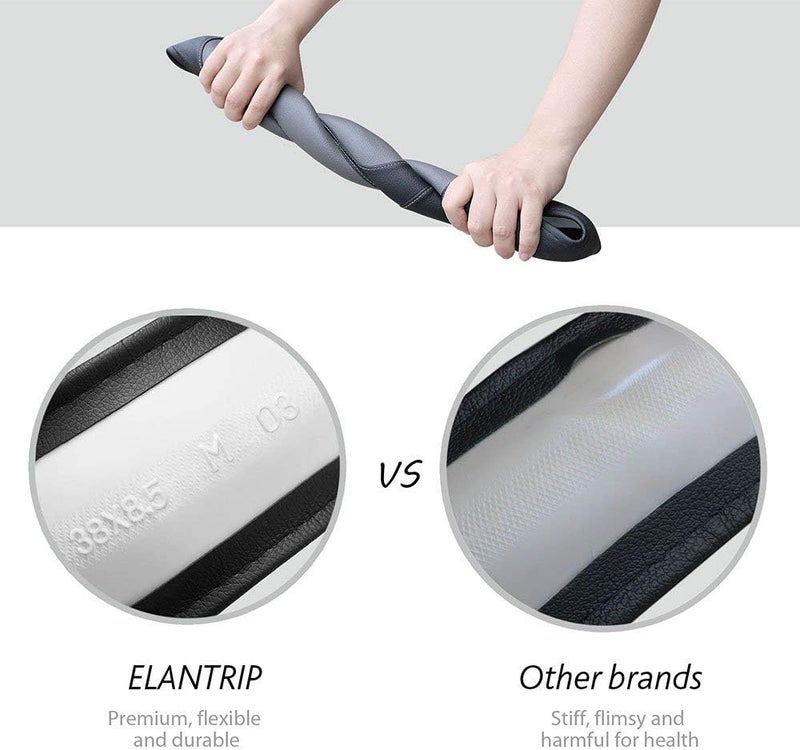 Elantrip Steering Wheel Cover Leather 14 1/2 to 15 inch Universal Padded Soft Grip Breathable for Car Truck SUV Jeep Anti Slip Blue and Black - Image 5