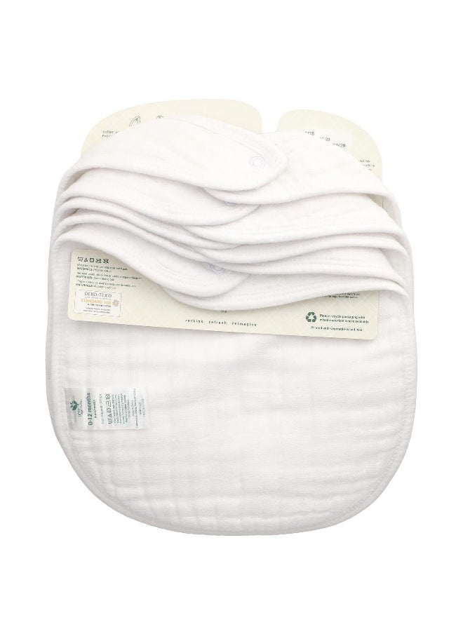green sprouts Green Sprouts, Muslin Bibs, 0-12 Months, White, 5 Pack  - Image 2
