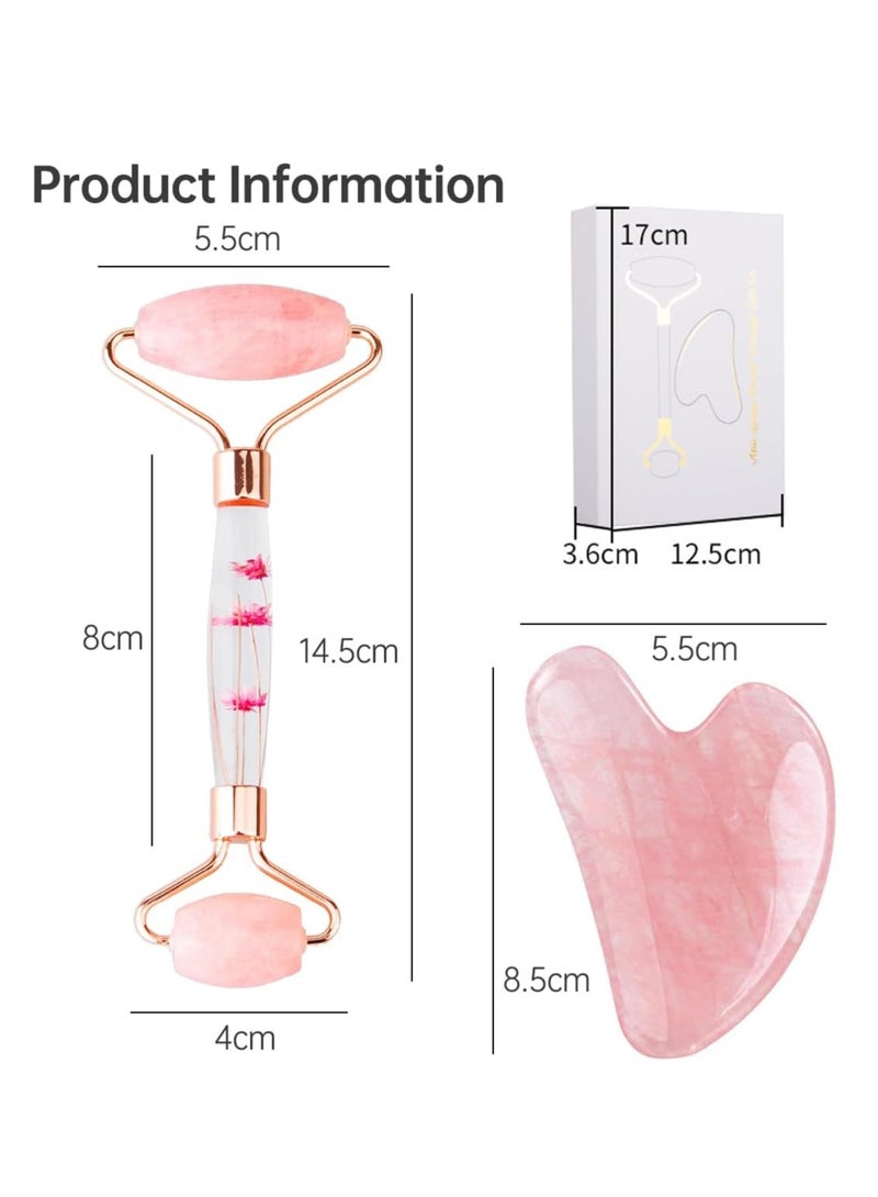 ECVV مجموعة ECVV Gua Sha وJade Roller: تقلل من الانتفاخ والاحمرار، وتعزز روتين العناية بالبشرة، وهي هدية مثالية للعناية الذاتية للرجال والنساء، وأدوات وجه متميزة - Image 3