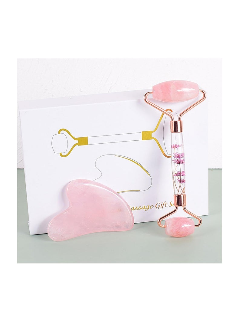 ECVV مجموعة ECVV Gua Sha وJade Roller: تقلل من الانتفاخ والاحمرار، وتعزز روتين العناية بالبشرة، وهي هدية مثالية للعناية الذاتية للرجال والنساء، وأدوات وجه متميزة - Image 1