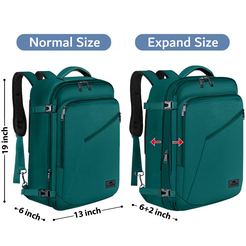 MATEIN Travel Backpack for Men Women, Carry on Backpack for Airplanes, Simple Daypack with Trolley Sleeve, Gifts for International Travelers, 35L, Peacock Blue - Image 3