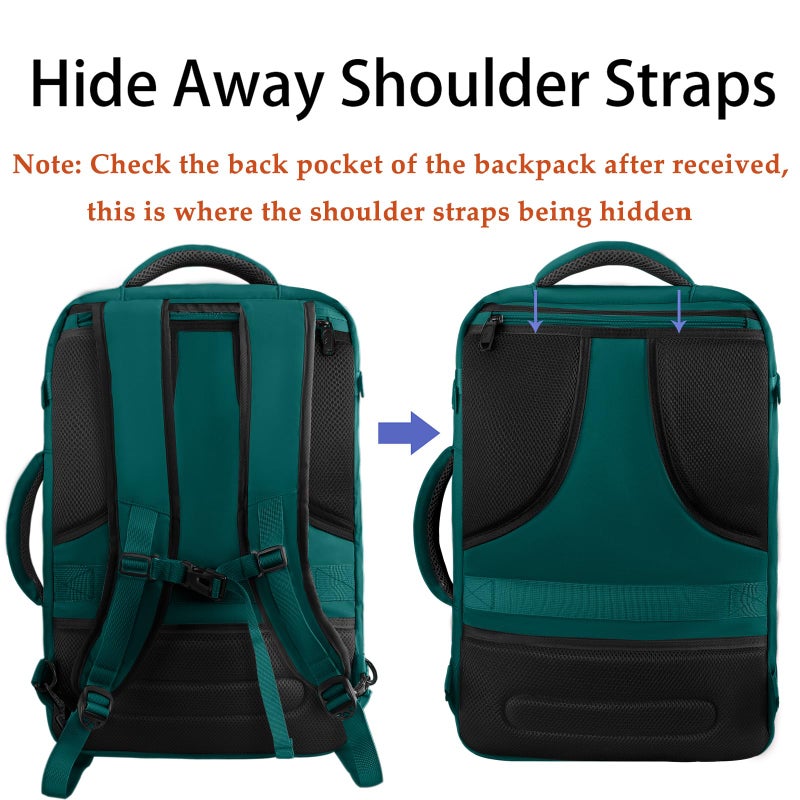 MATEIN Travel Backpack for Men Women, Carry on Backpack for Airplanes, Simple Daypack with Trolley Sleeve, Gifts for International Travelers, 35L, Peacock Blue - Image 4