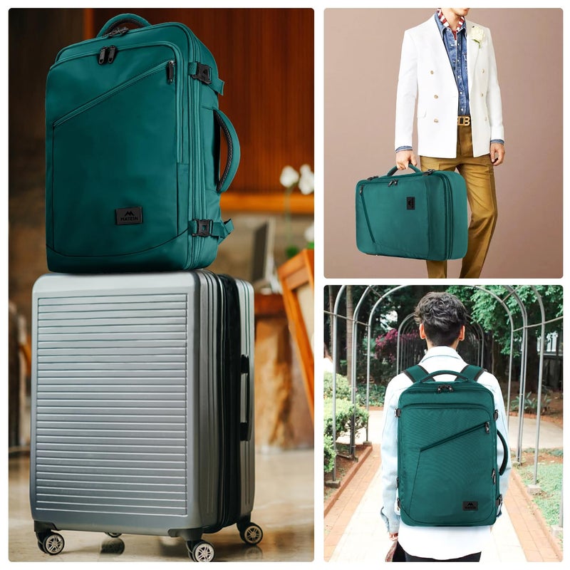 MATEIN Travel Backpack for Men Women, Carry on Backpack for Airplanes, Simple Daypack with Trolley Sleeve, Gifts for International Travelers, 35L, Peacock Blue - Image 5