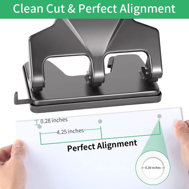AFMAT 3 Hole Punch, 9/32" Holes Diameter, 40-Sheet Three Hole Punch, 50% Reduced Effort, 3 Hole Puncher for Binder w/Large Chip Tray, Heavy Duty Metal Paper Puncher for Home/Office/School, HP16 - Image 3