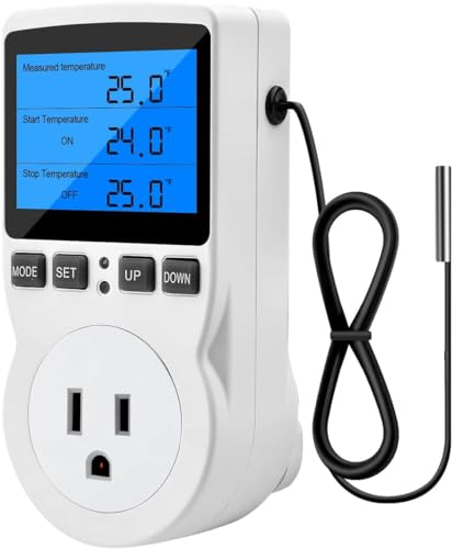 Diymore Digital Thermostat Controller - Plug-in Temperature Controller for RVs, Reptile Terrariums, and Greenhouses (1800W, -40°F to 248°F) - Image 1