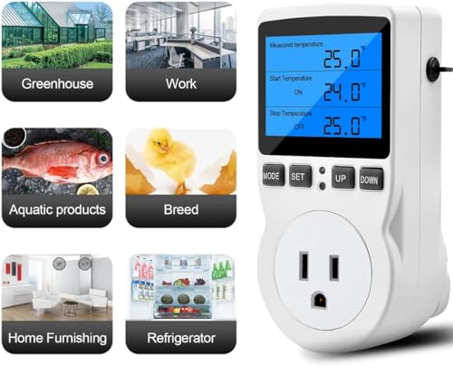 Diymore Digital Thermostat Controller - Plug-in Temperature Controller for RVs, Reptile Terrariums, and Greenhouses (1800W, -40°F to 248°F) - Image 4