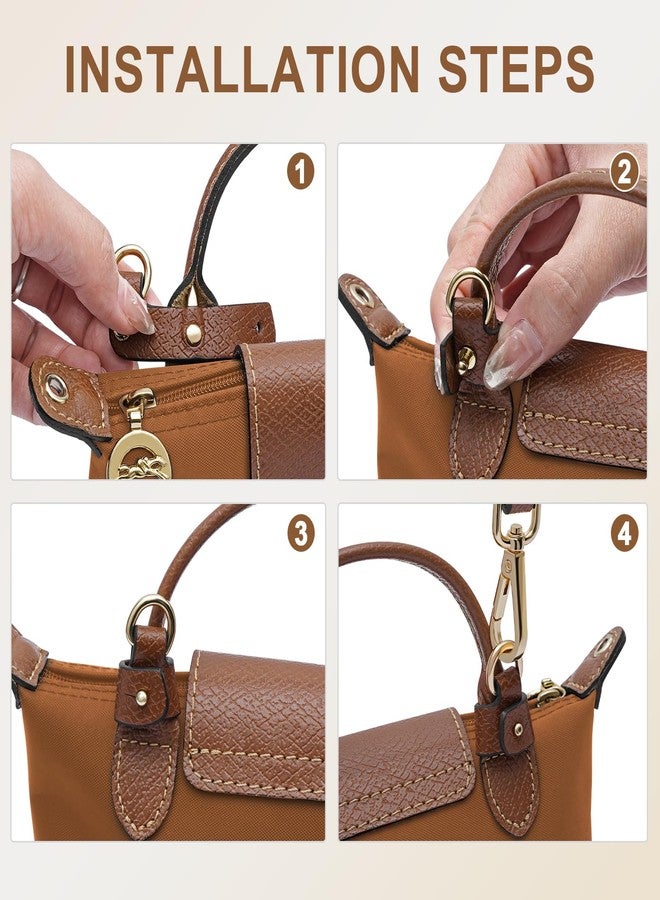 LOUKAYCCI Leather Bag Shoulder Strap Purse Handbag Compatible with Longchomp Mini Bag（Brown） - Image 4
