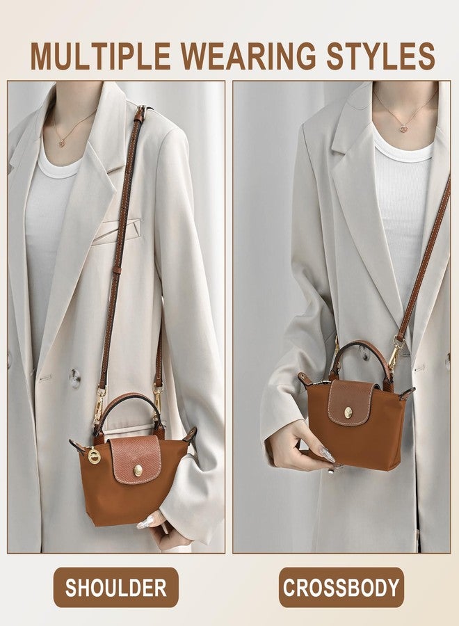 LOUKAYCCI Leather Bag Shoulder Strap Purse Handbag Compatible with Longchomp Mini Bag（Brown） - Image 5