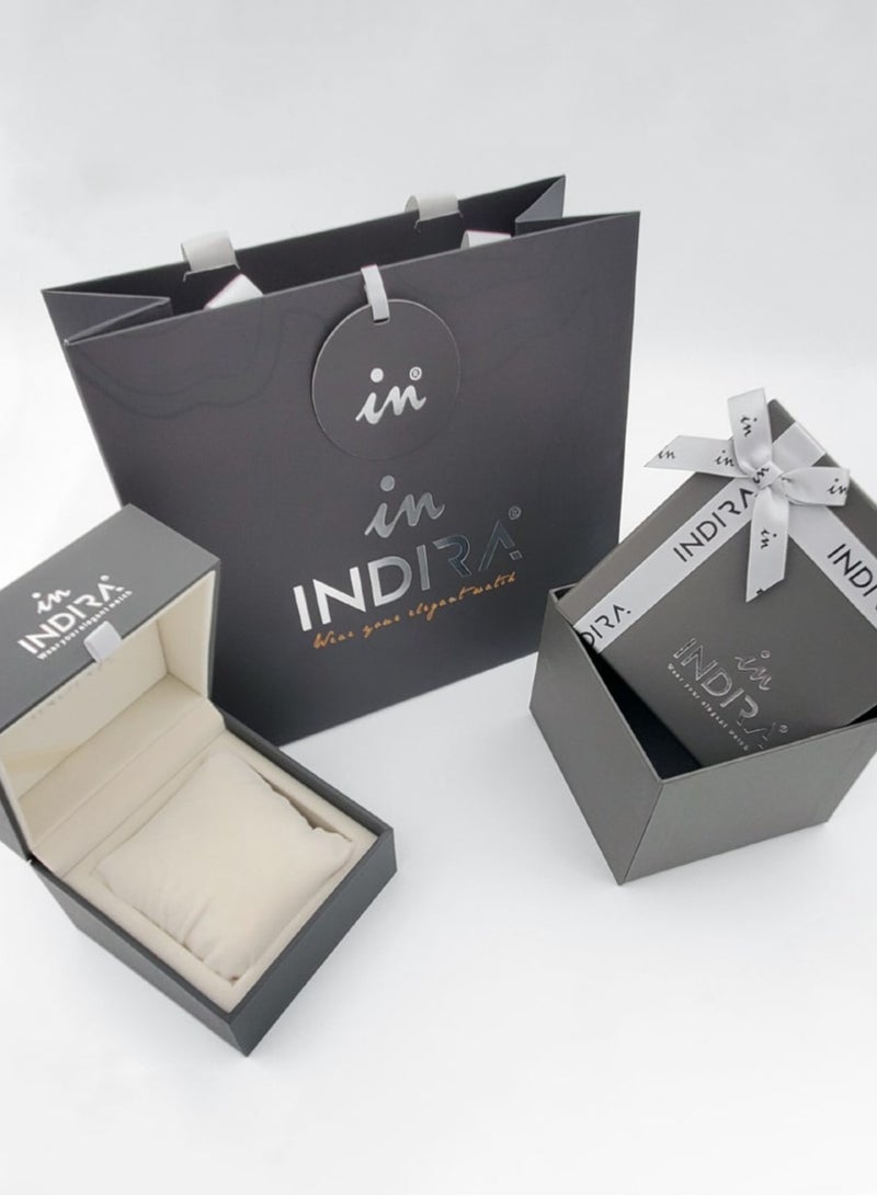 INDIRA Elegant wristwatch decorated with zircon stones and an attractive design for women  - Image 2