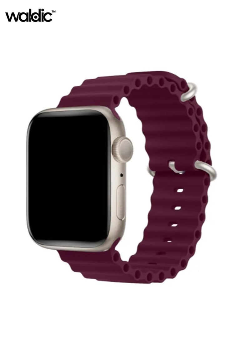 Waldic - Apple Watch Series 10 9 8 7 6 5 4 3 2 1 SE, Silicone Band Soft Silicone Waterproof Strap Wristbands Compatible with iWatch Apple Watch Series Ultra 49mm 46mm 45mm 44mm 42mm - Wine Red - Image 1