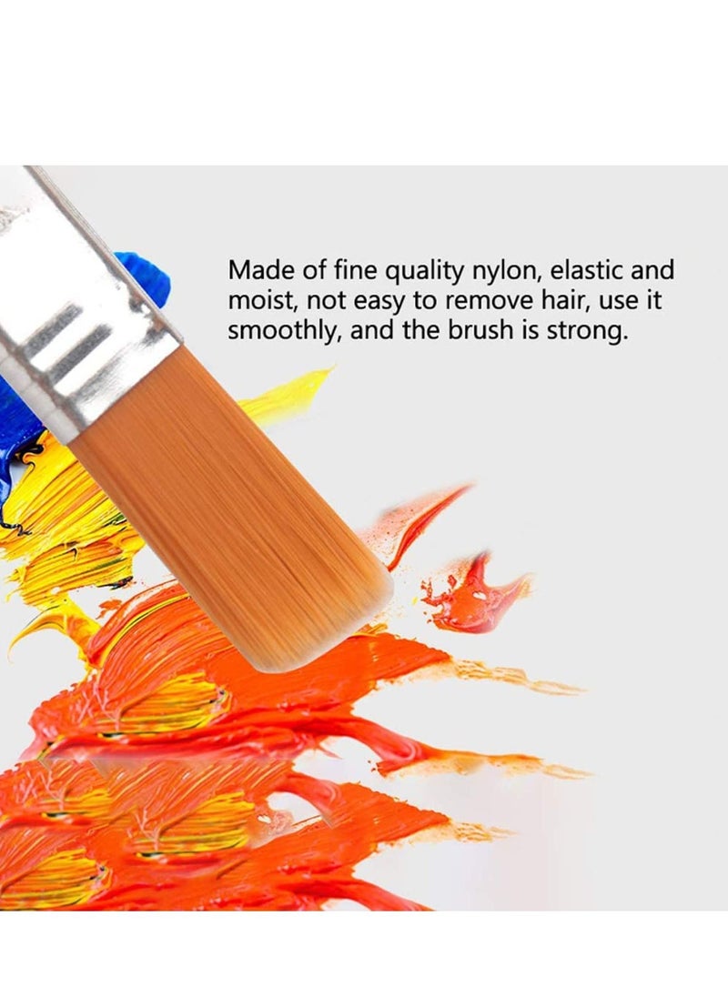 Generic Oil Painting Brush 12Pcs Flat Nylon Hair Wooden Penholder Barbecue Paint Brushes Art Supplies  - Image 4