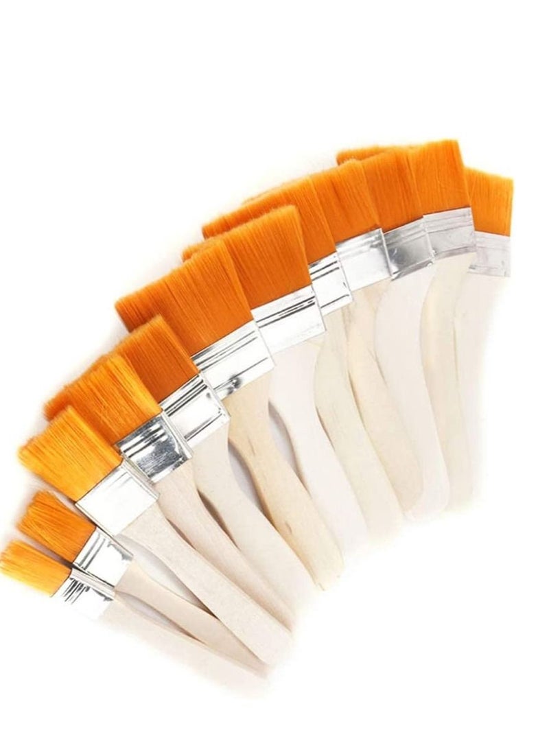 Generic Oil Painting Brush 12Pcs Flat Nylon Hair Wooden Penholder Barbecue Paint Brushes Art Supplies  - Image 1