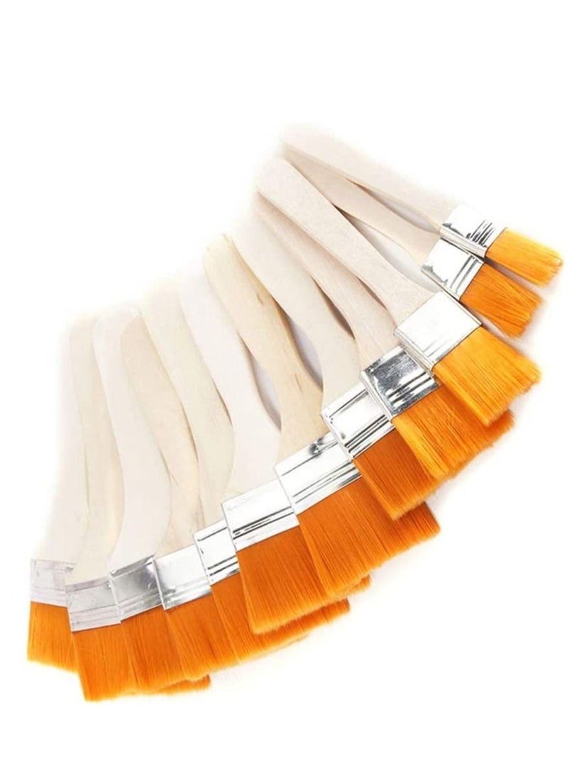 Generic Oil Painting Brush 12Pcs Flat Nylon Hair Wooden Penholder Barbecue Paint Brushes Art Supplies  - Image 2