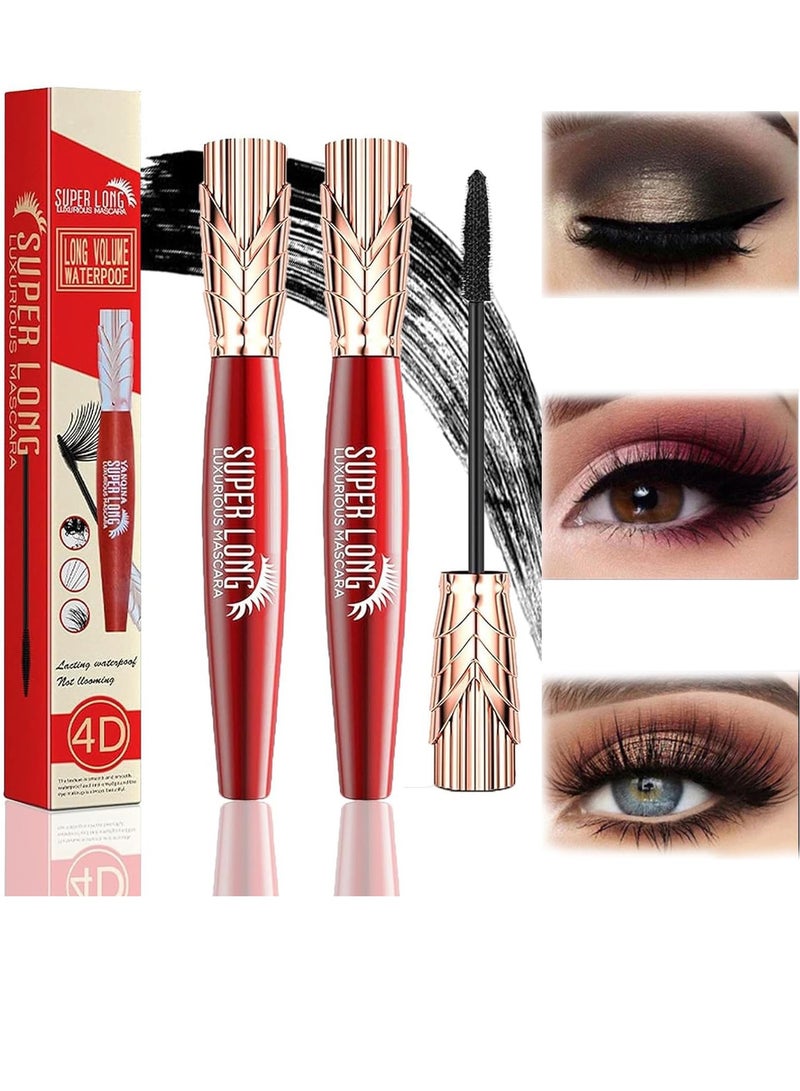 SYOSI Super Long Mascara 4D Waterproof Mascara - Long - Lasting Volumizing and Eye-Defining Mascara, Super Long Luxurious Mascara Quick-Drying Waterproof Long Lasting No Clumping 2Pcs - Image 1