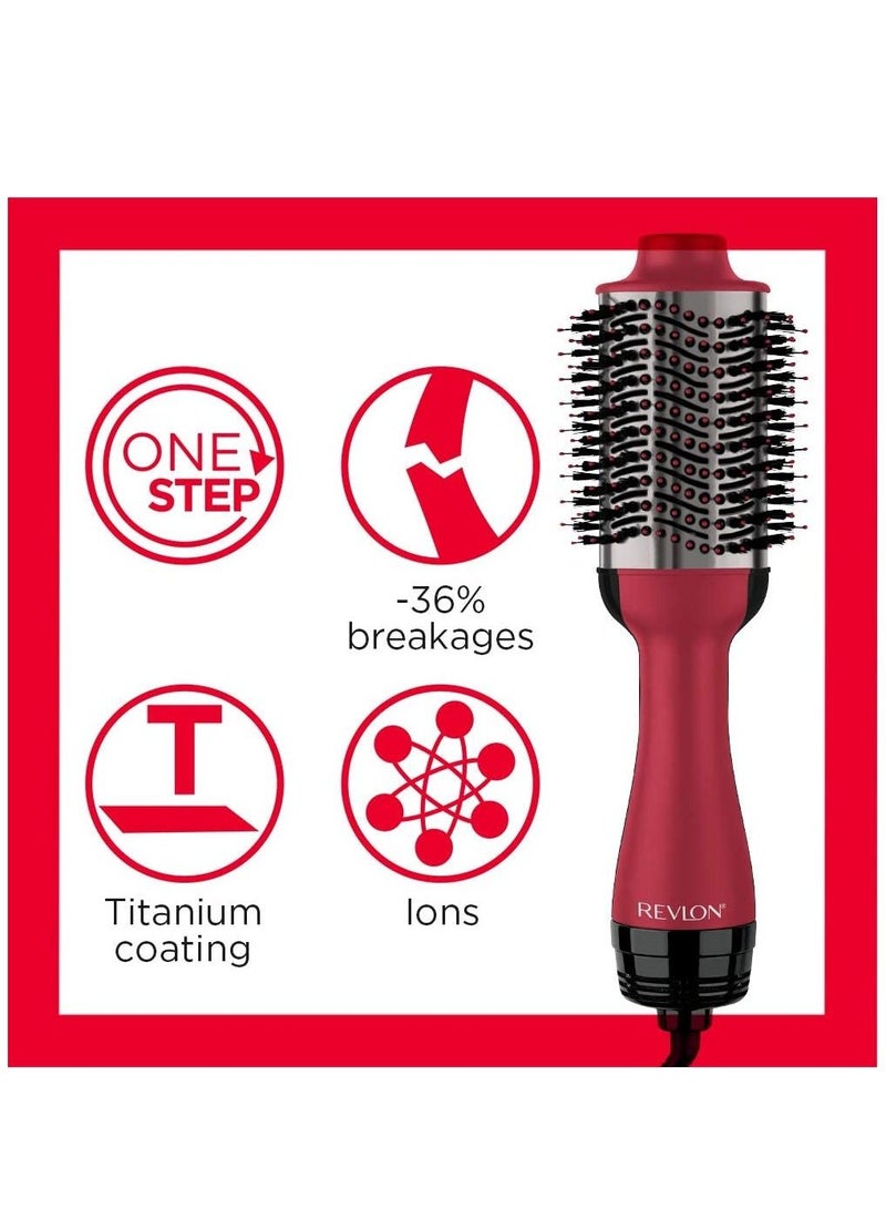 Revlon - RVDR5279UKE Salon One-Step Hair Dryer and Volumizer with Titanium Coating and Travel Case Cherry red - Image 1