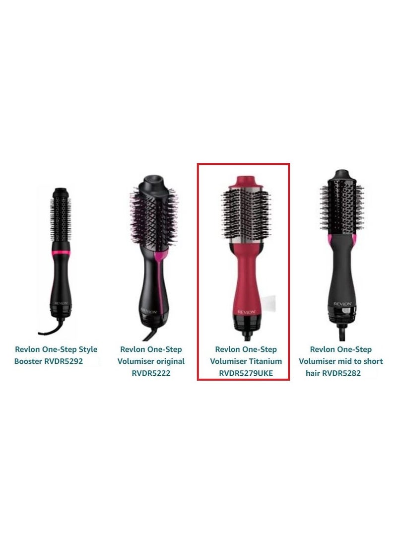 Revlon - RVDR5279UKE Salon One-Step Hair Dryer and Volumizer with Titanium Coating and Travel Case Cherry red - Image 1
