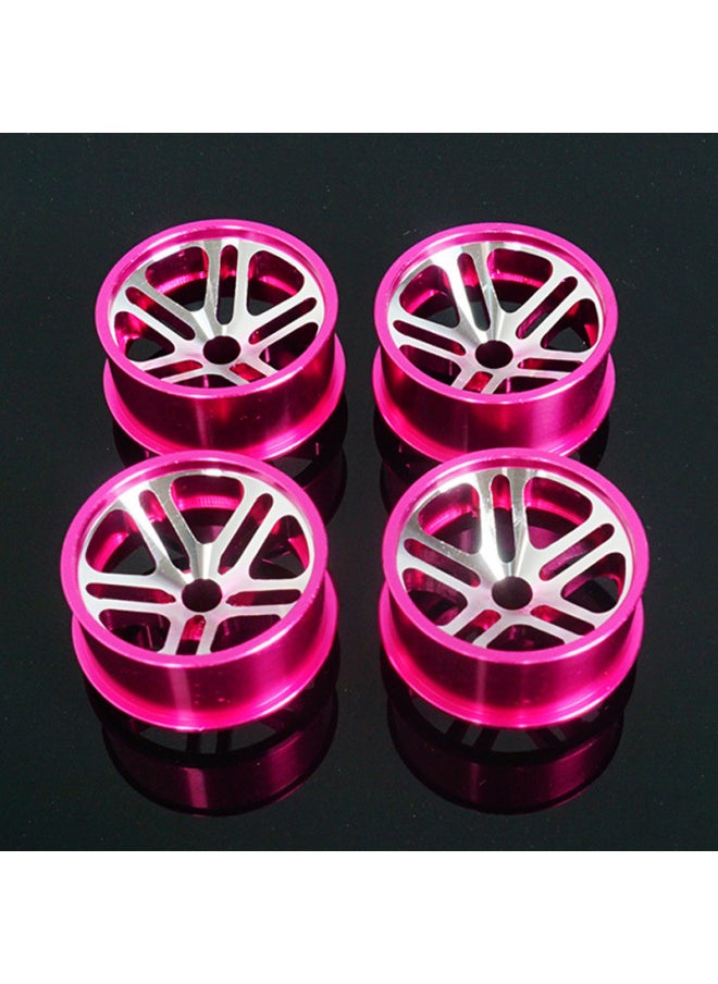 Generic - Homemade Four-wheel Drive Race Large Diameter Aluminum Alloy Wheels Modified Accessories Mini Racing Upgrade 23.5mm Wheels-Color:[Red] 4 With Hub Lock - Image 1