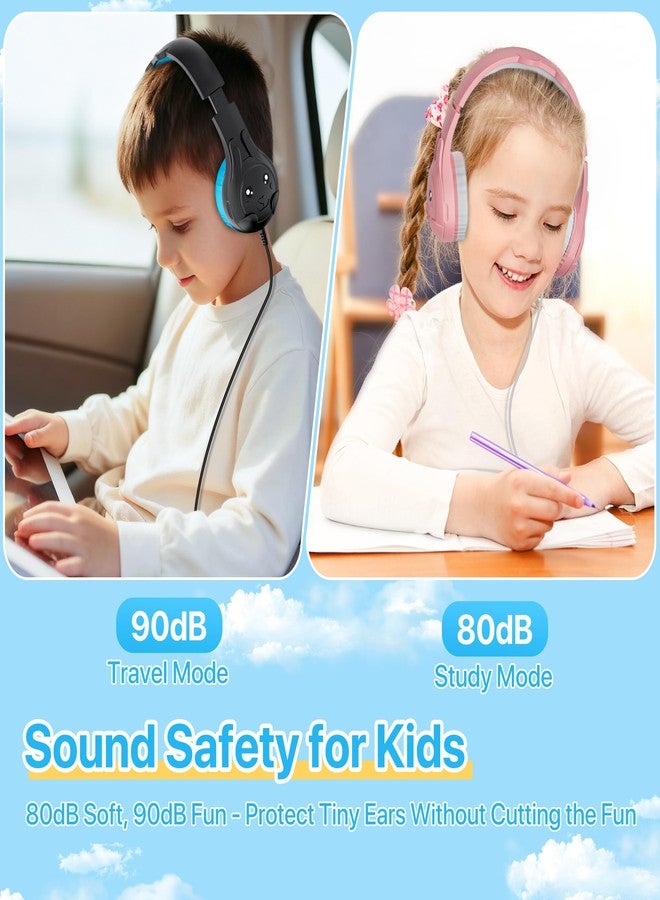 ZIUMIER Kids Headphones, Wired Headphones for Kids with Microphone, 80/90dB Volume Limiter, Audio Shraing Port, 3.5mm Toddler Headphones for School Travel - Image 2