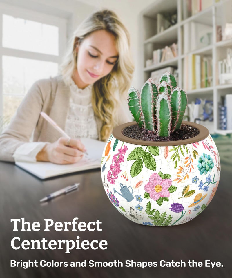 PieceRelax 3D Puzzle Planter 80 Pieces - Flower Pot - Little Garden, Home Decor Flower Pots for Indoor Cactus, Succulents Pots [K1116] - Image 3