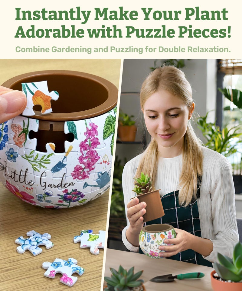 PieceRelax 3D Puzzle Planter 80 Pieces - Flower Pot - Little Garden, Home Decor Flower Pots for Indoor Cactus, Succulents Pots [K1116] - Image 2