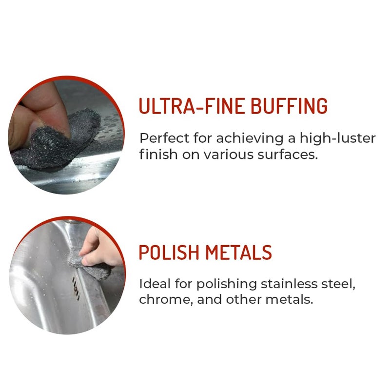 HITECH 74016 Fine 0000 Steel Wool - 16 Pads, Perfect for Buffing, Polishing, and Matte Finish Transformations - Image 3