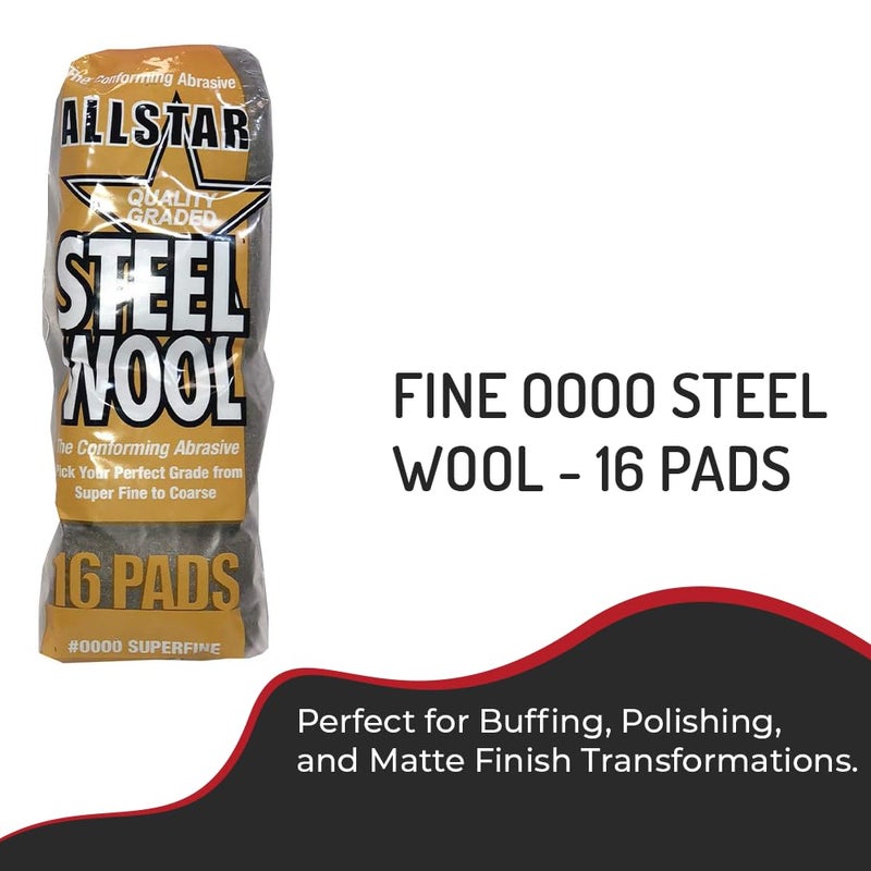 HITECH 74016 Fine 0000 Steel Wool - 16 Pads, Perfect for Buffing, Polishing, and Matte Finish Transformations - Image 2