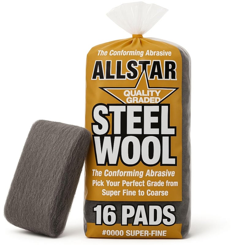 HITECH 74016 Fine 0000 Steel Wool - 16 Pads, Perfect for Buffing, Polishing, and Matte Finish Transformations - Image 1