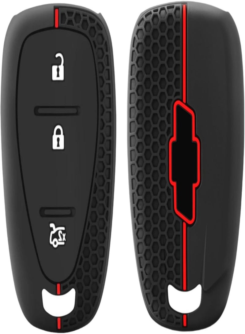 Wonhomke Funda de Silicona para Llaves de Coche para Accesorios para Chevrolet Onix Equino Orlando Cruze Spark Sonic Camaro Volt Bolt Trax Malibu Blazer Traverse (Negro+línea roja+3B) - Image 2