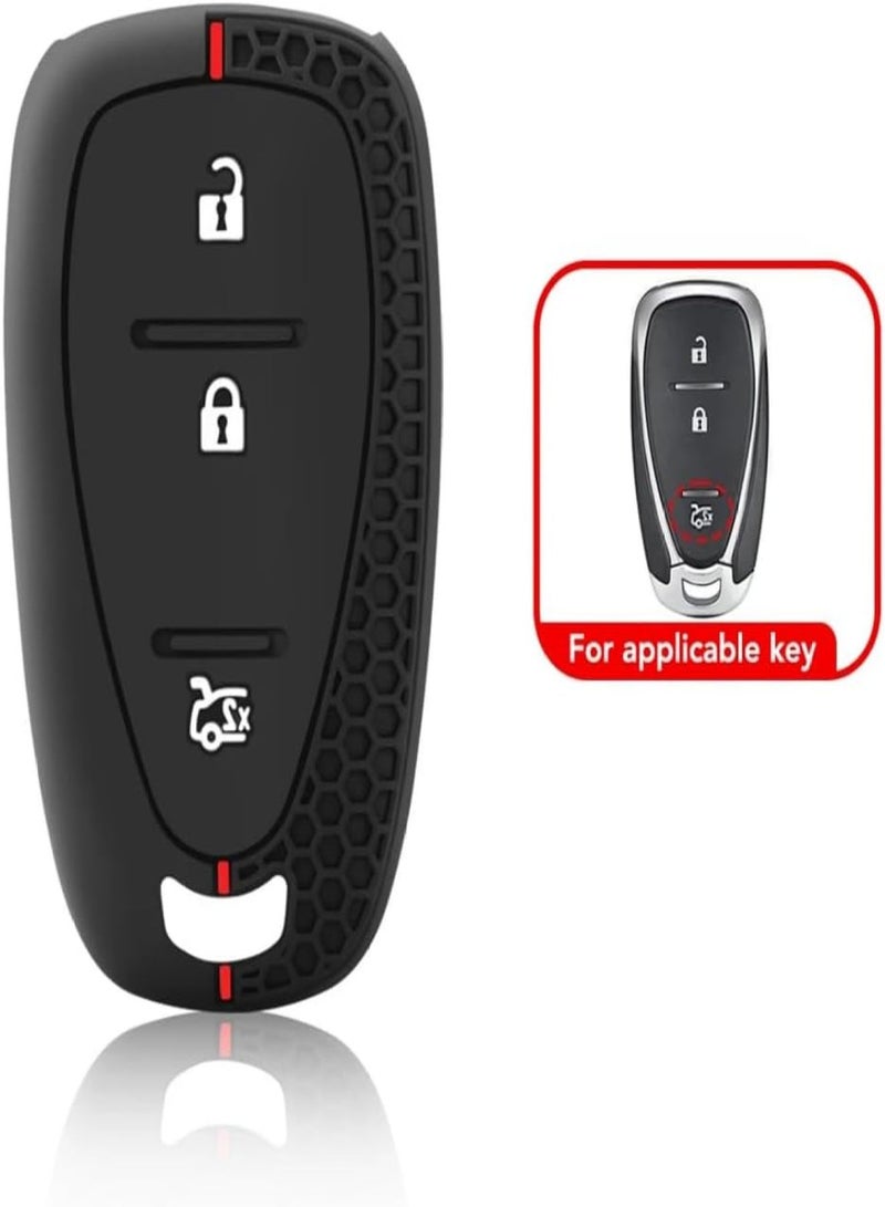 Wonhomke Funda de Silicona para Llaves de Coche para Accesorios para Chevrolet Onix Equino Orlando Cruze Spark Sonic Camaro Volt Bolt Trax Malibu Blazer Traverse (Negro+línea roja+3B) - Image 4