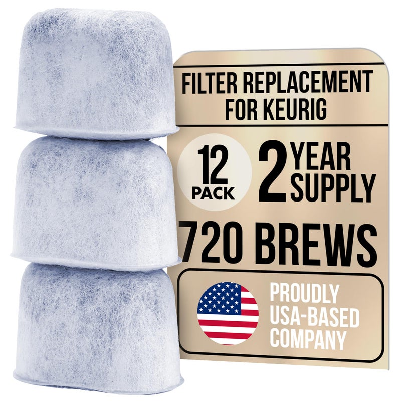 PUREHQ 12 عبوة بدائل فلتر KEURIG لمرشحات المياه لصانعة القهوة Keurig 20 وصانعة Ninja DualBrew من PureHQ ملائمة عالمية KClassic K Supreme KSlim KDuo KExpress خراطيش فحم