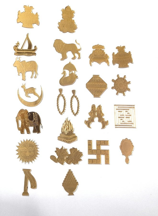 Ditya Crafts Astha Dravya and 14 Swapna Acrylic Cutting Golden Color for Frame, Wall Decor Piece, Wall Hanging, Room Decor, Jain Gift Items (2 inch) - Image 1