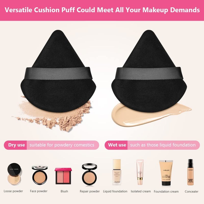 BH STUDIO PRO 6 Pieces Face Soft Triangle Makeup Puff for Loose Powder Body Powder Wedge Shape Velour Cosmetic Sponge for Contouring Under Eyes and Corners Beauty Makeup Tools Multi colored - Image 3