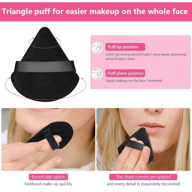 BH STUDIO PRO 6 Pieces Face Soft Triangle Makeup Puff for Loose Powder Body Powder Wedge Shape Velour Cosmetic Sponge for Contouring Under Eyes and Corners Beauty Makeup Tools Multi colored - Image 5