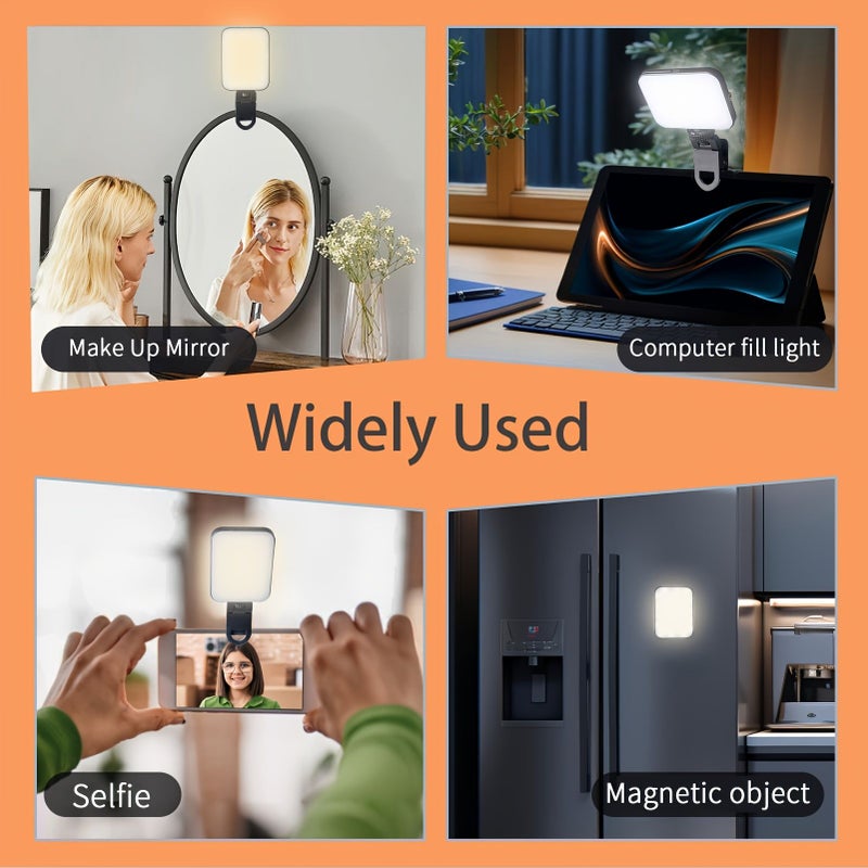 ضوء سيلفي زومي الأسود المغناطيسي بـ 3 أوضاع، إضاءة فيديو LED قابلة لإعادة الشحن عبر USB لتصوير الهاتف - Image 5