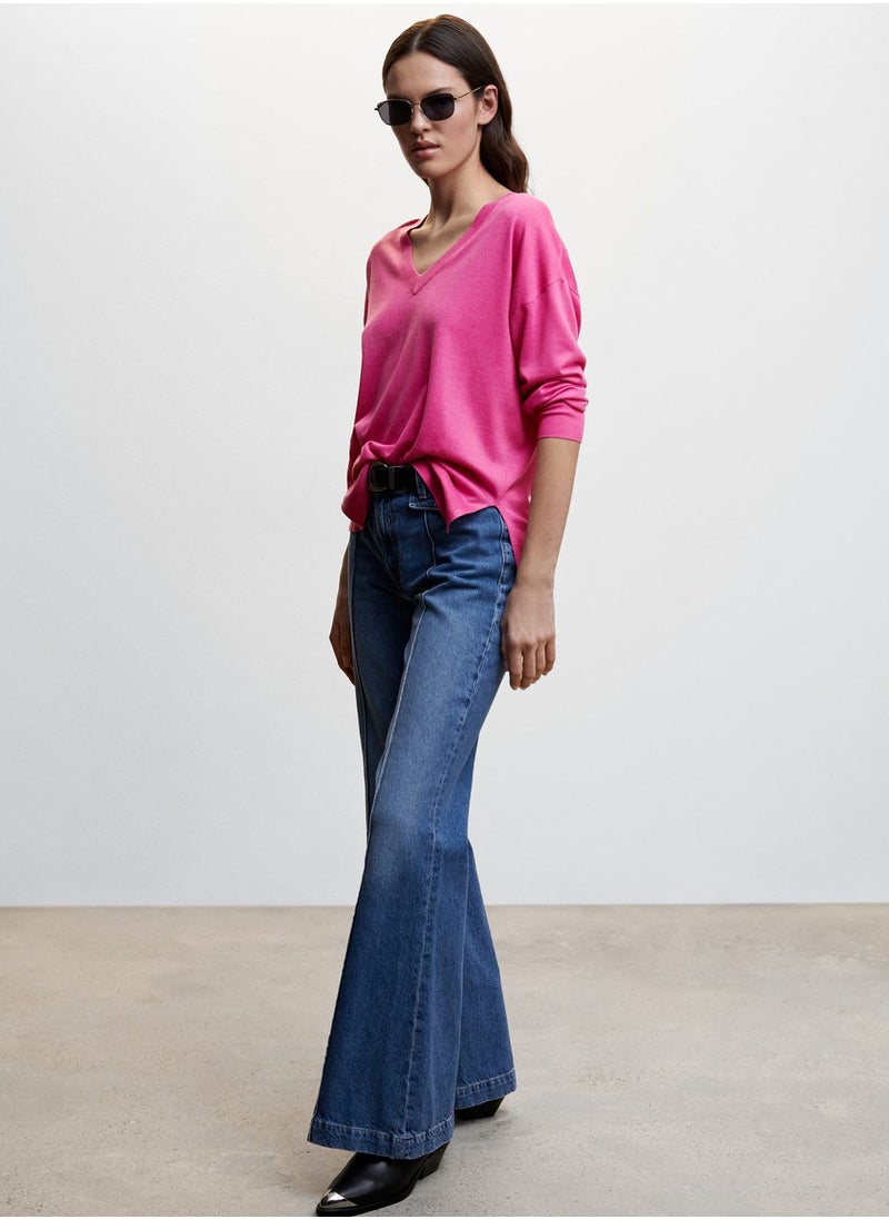 MANGO - V-Neck Knitted Sweater - Image 1