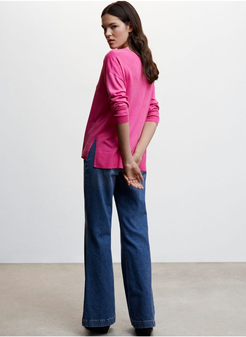 MANGO - V-Neck Knitted Sweater - Image 1
