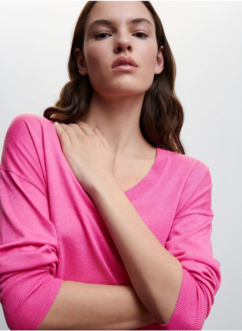 MANGO - V-Neck Knitted Sweater - Image 1