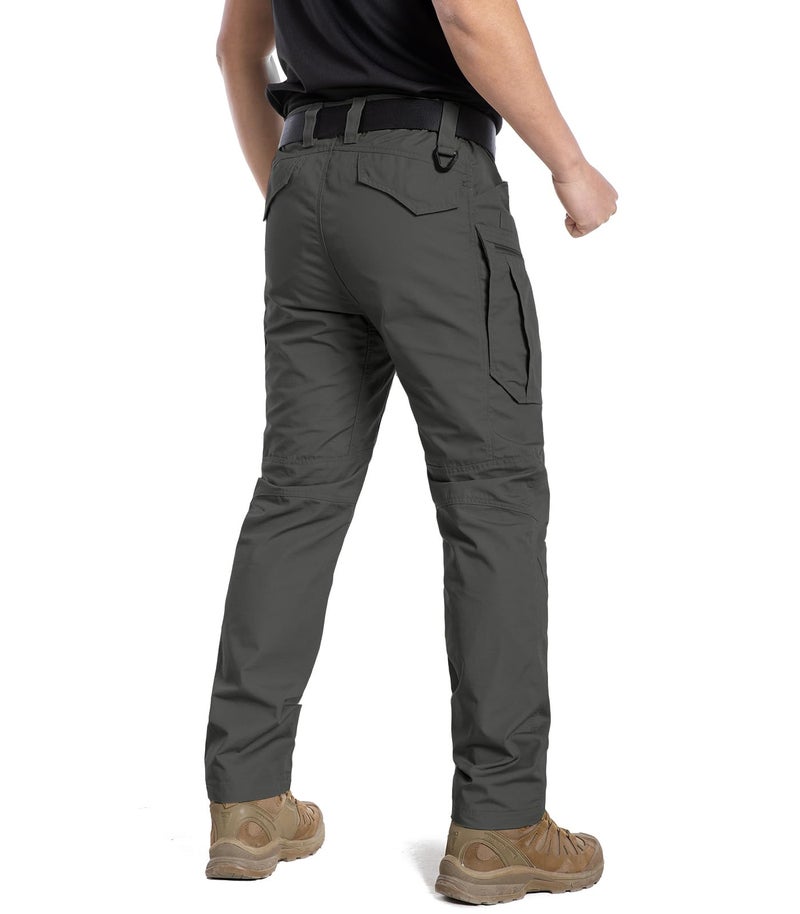 CARWORNIC Men's Rip-Stop Tactical Pants Lightweight Water Resistant Utility Work Pants Stretch EDC Uniform Military Cargo Pants for Outdoor Hiking Casual Construction Dark Grey - Image 3