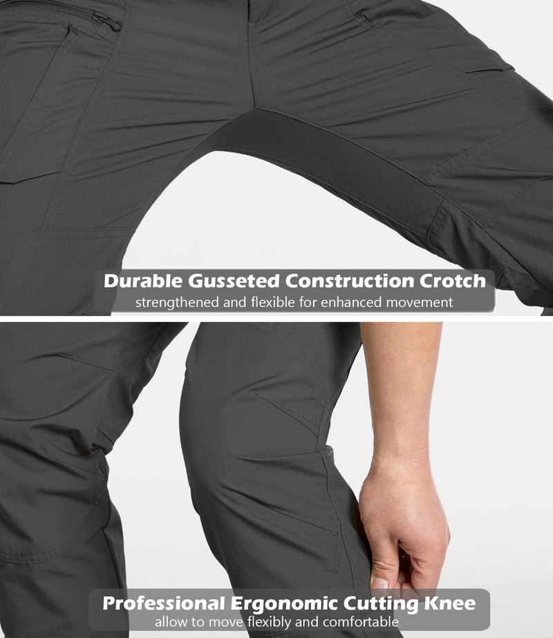 CARWORNIC Men's Rip-Stop Tactical Pants Lightweight Water Resistant Utility Work Pants Stretch EDC Uniform Military Cargo Pants for Outdoor Hiking Casual Construction Dark Grey - Image 5